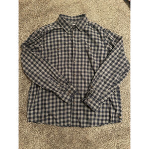 Gander Mountain Mens Navy Grey Plaid Button Down Shirt XL